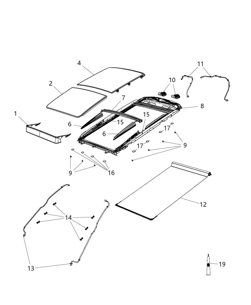 Mopar 68194941AA Seal Sunroof Glass Front Glass