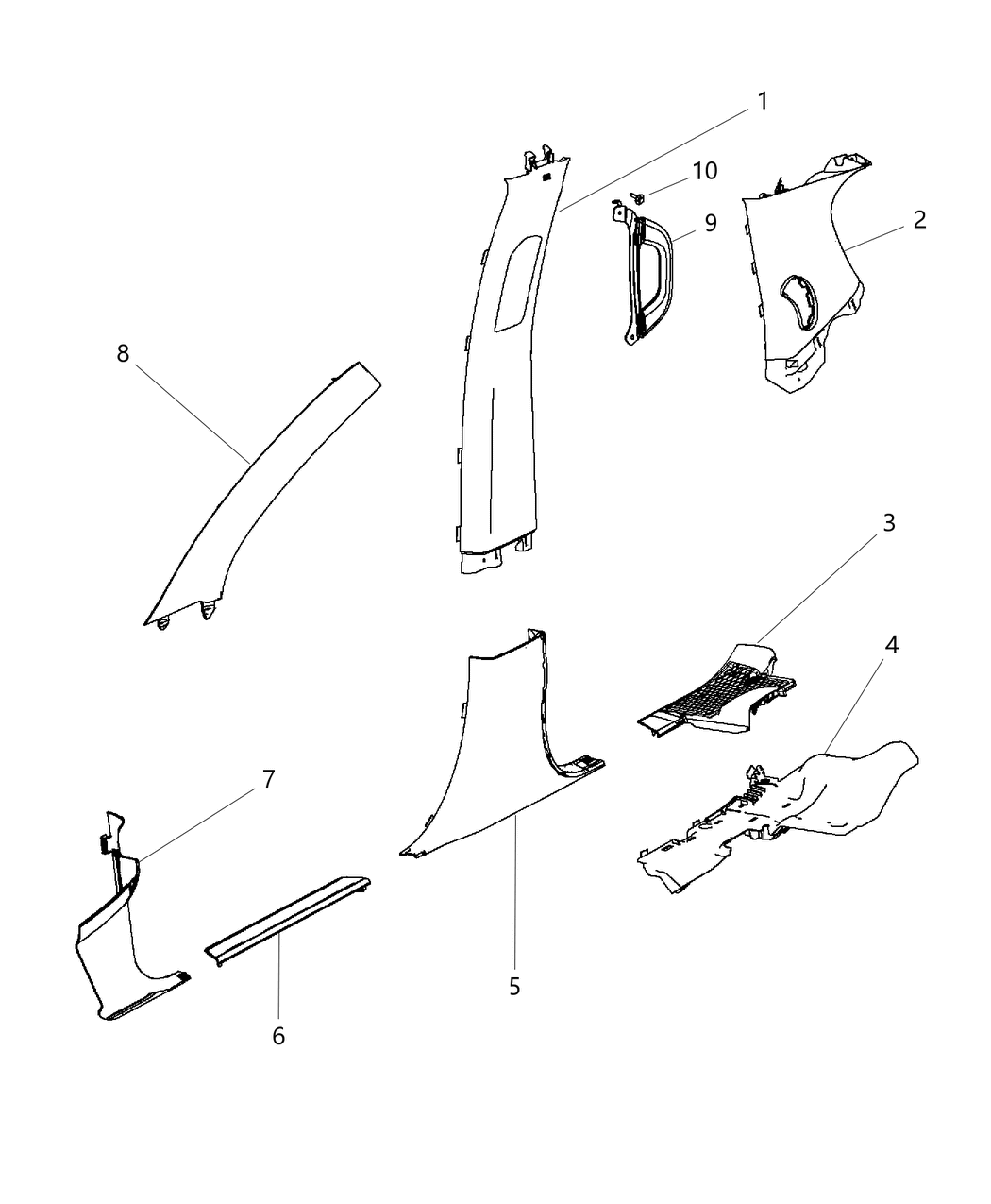 Mopar 1NS87BD3AB Handle Grab On Upper B - Pillar Trim