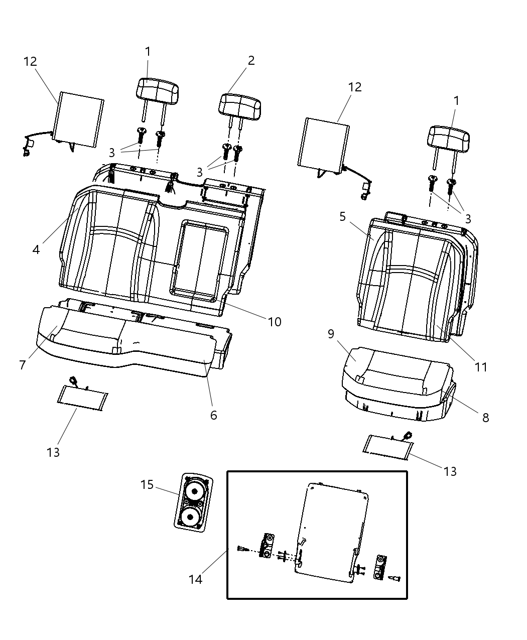 Mopar 1VD53JERAA Headrest Rear Center