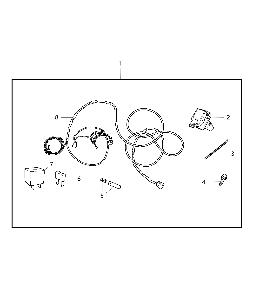 Mopar 82211150AB Wiring Kit Trailer Tow-7 Way