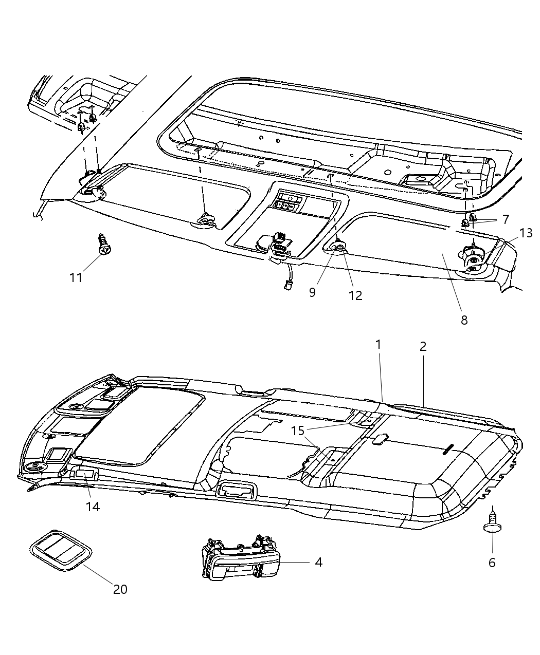 Mopar 1ST28BD1AA Headliner With Sunroof, [GWF]
