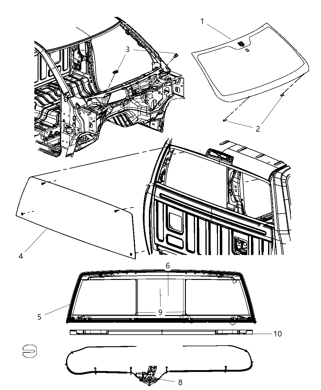 Mopar 68104848AD Glass Backlite Sliding Assembly