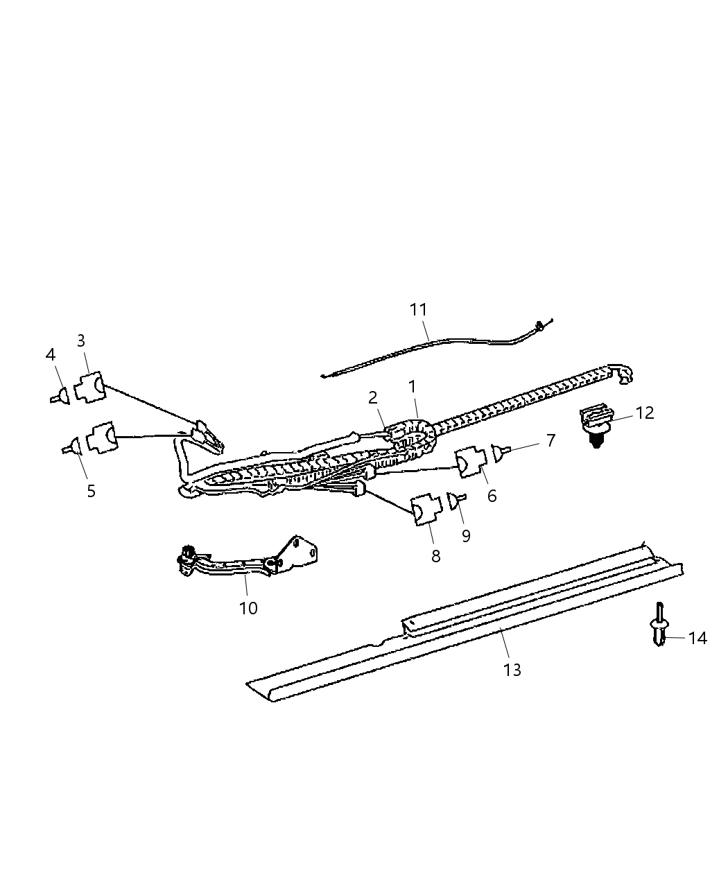 Mopar 68022478AA Wire Track Sliding Door Left, Driver Side