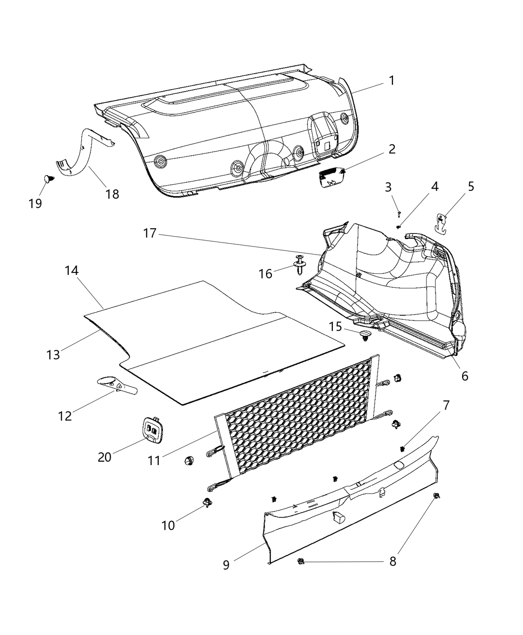 Mopar 68153904AA Carpet Trunk Inner Quarter Panel