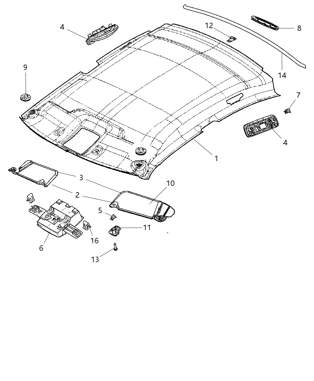 Mopar 1CJ261W1AA Molding Headliner
