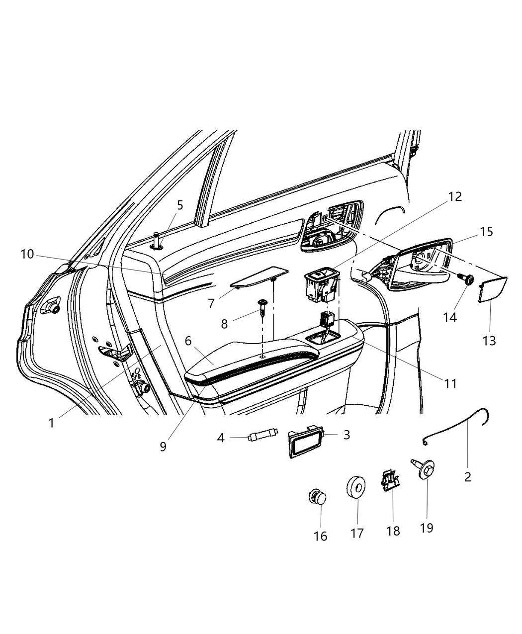 Mopar 1TF55DX9AC Handle Inside Remote Control