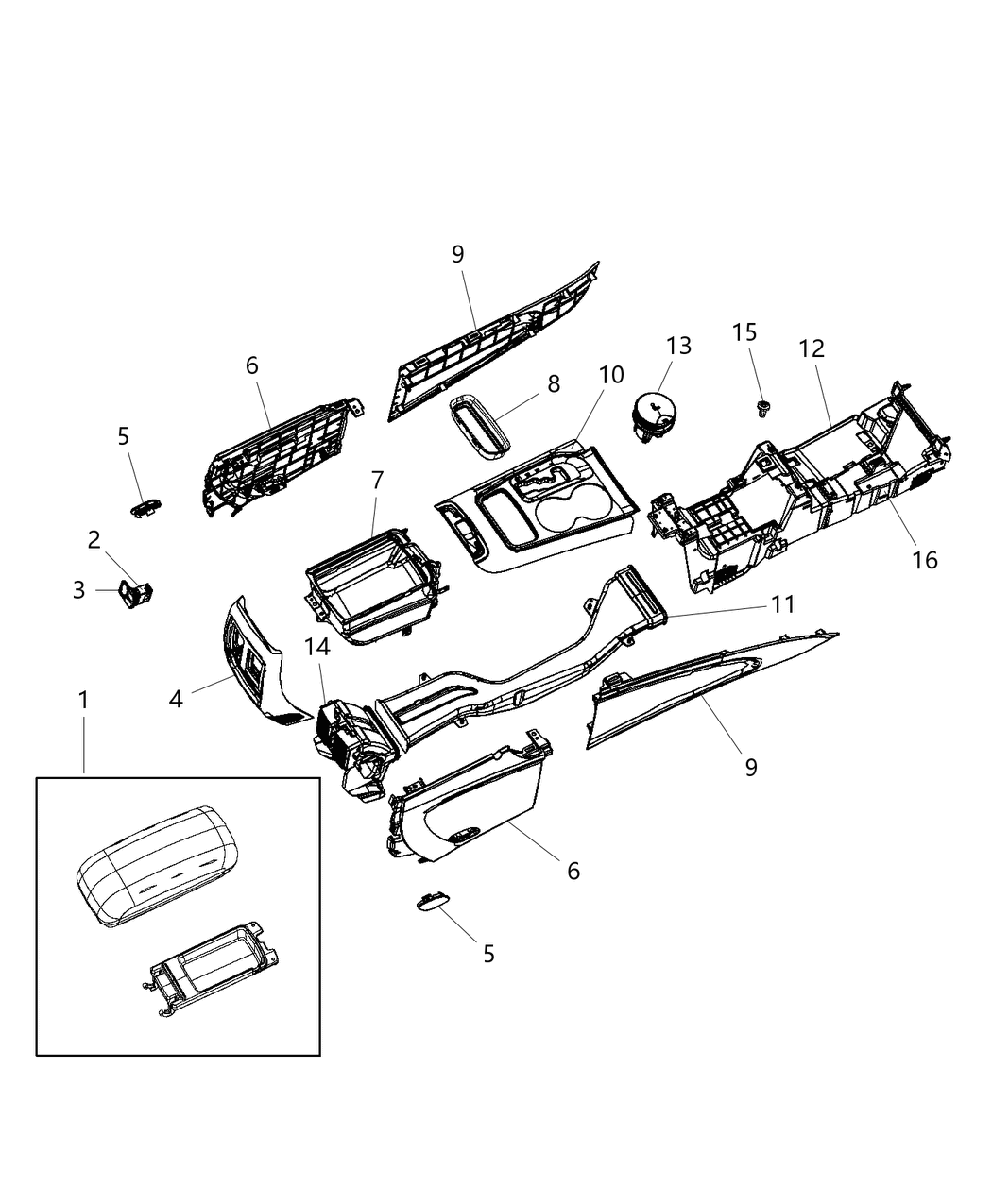 Mopar 1UJ85BD3AA End Cap Console