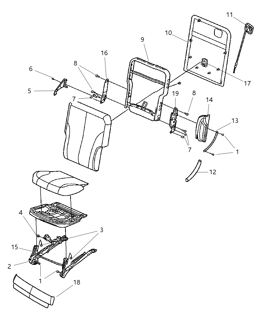 Mopar YM731D5AA Shield Rear Seat - Inboard Pivot