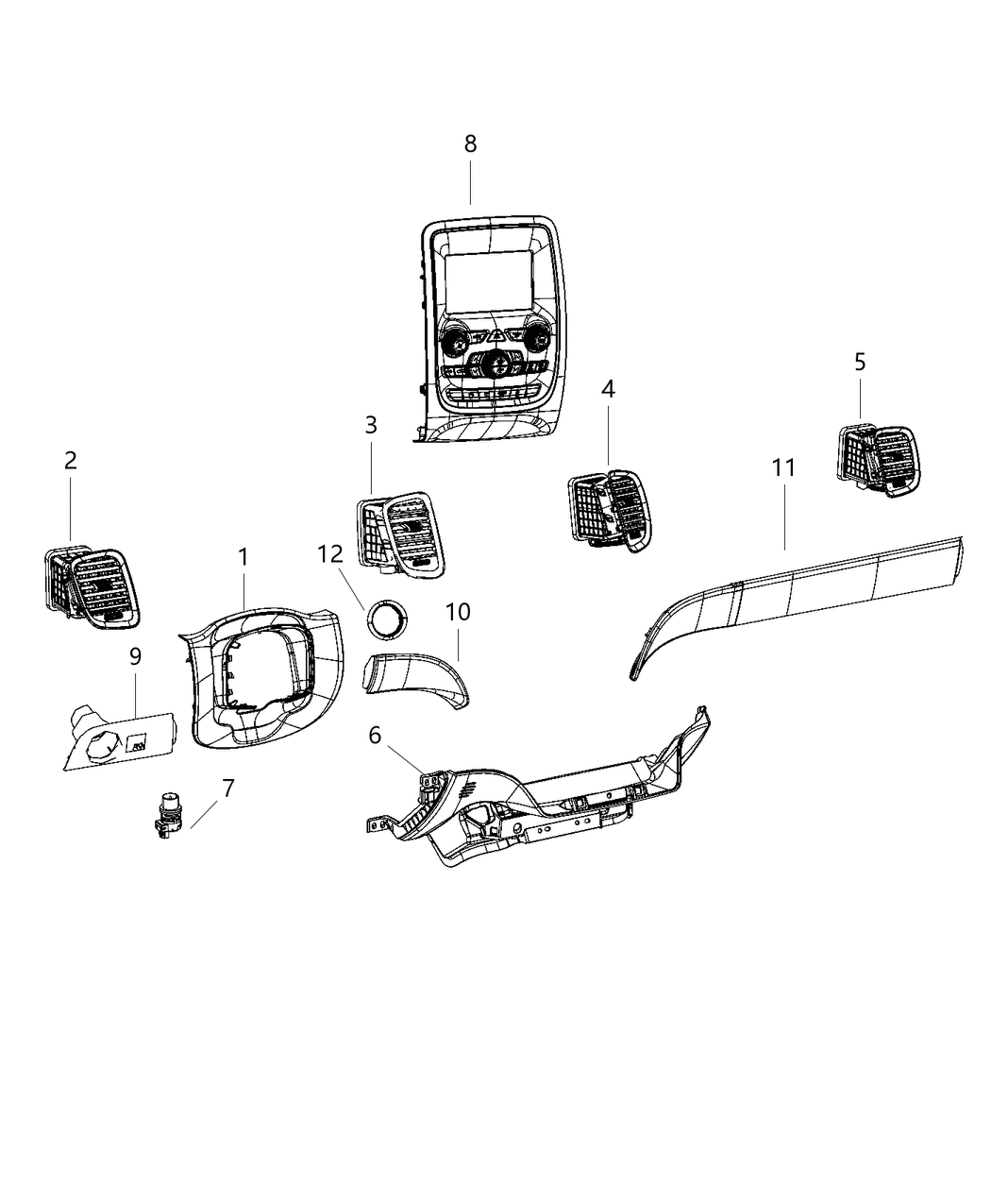 Mopar 1UQ87SZSAC Outlet A/C & Heater Outboard Left