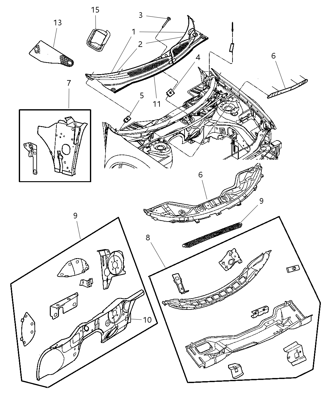 Mopar 5056052AA Screen Cowl Plenum