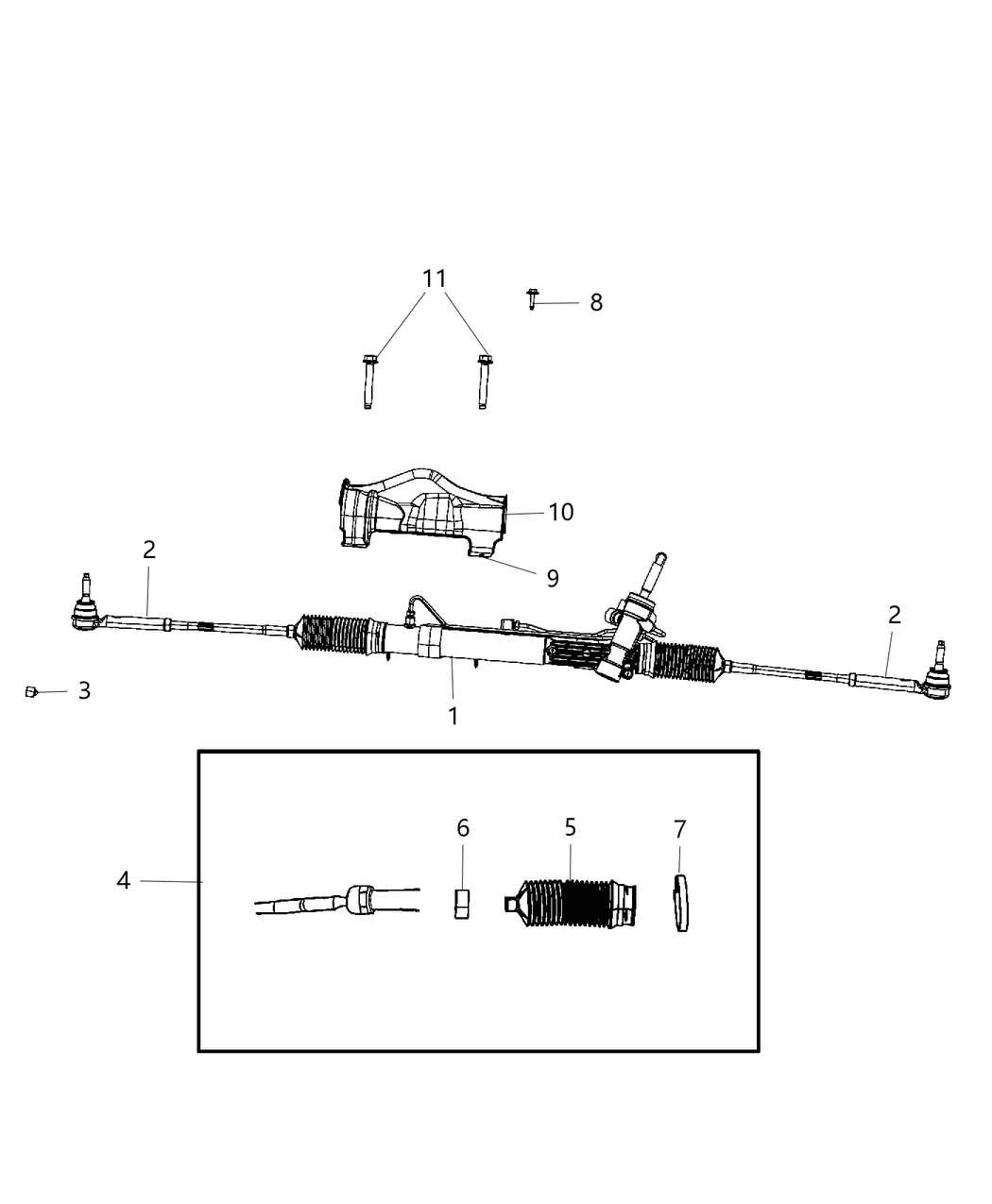 Mopar 2AMTR171AB Tie Rod Kit Inner End, Outer