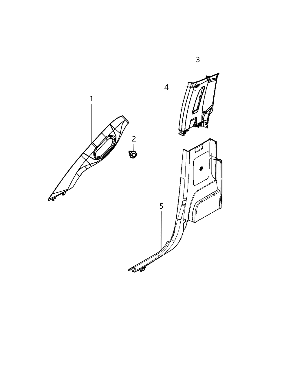 Mopar 5LQ981C1AC Molding A Pillar Includes Screw Caps