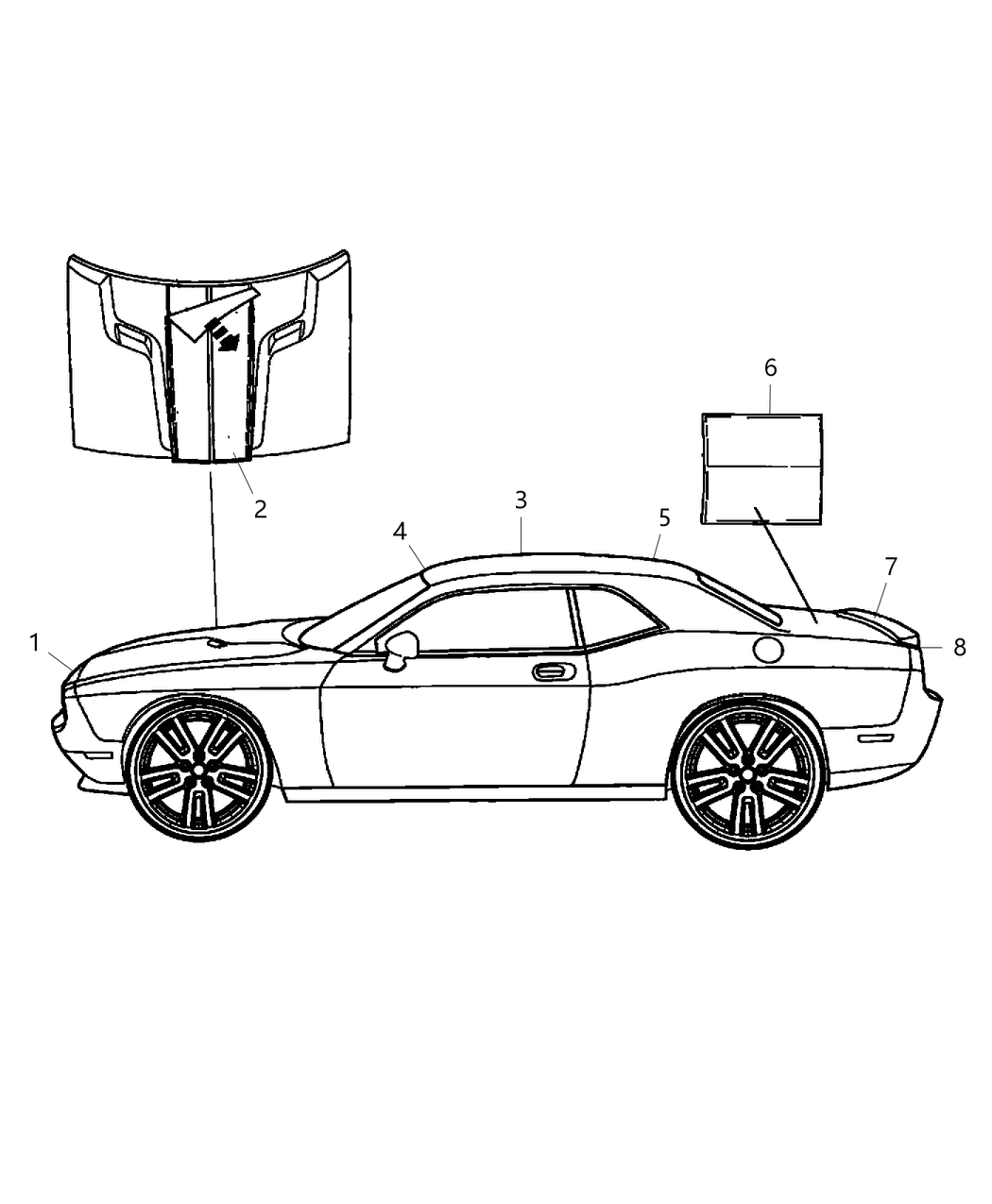 Mopar 68197708AA Graphic Kit Bodyside Blacktop Stripe Kit