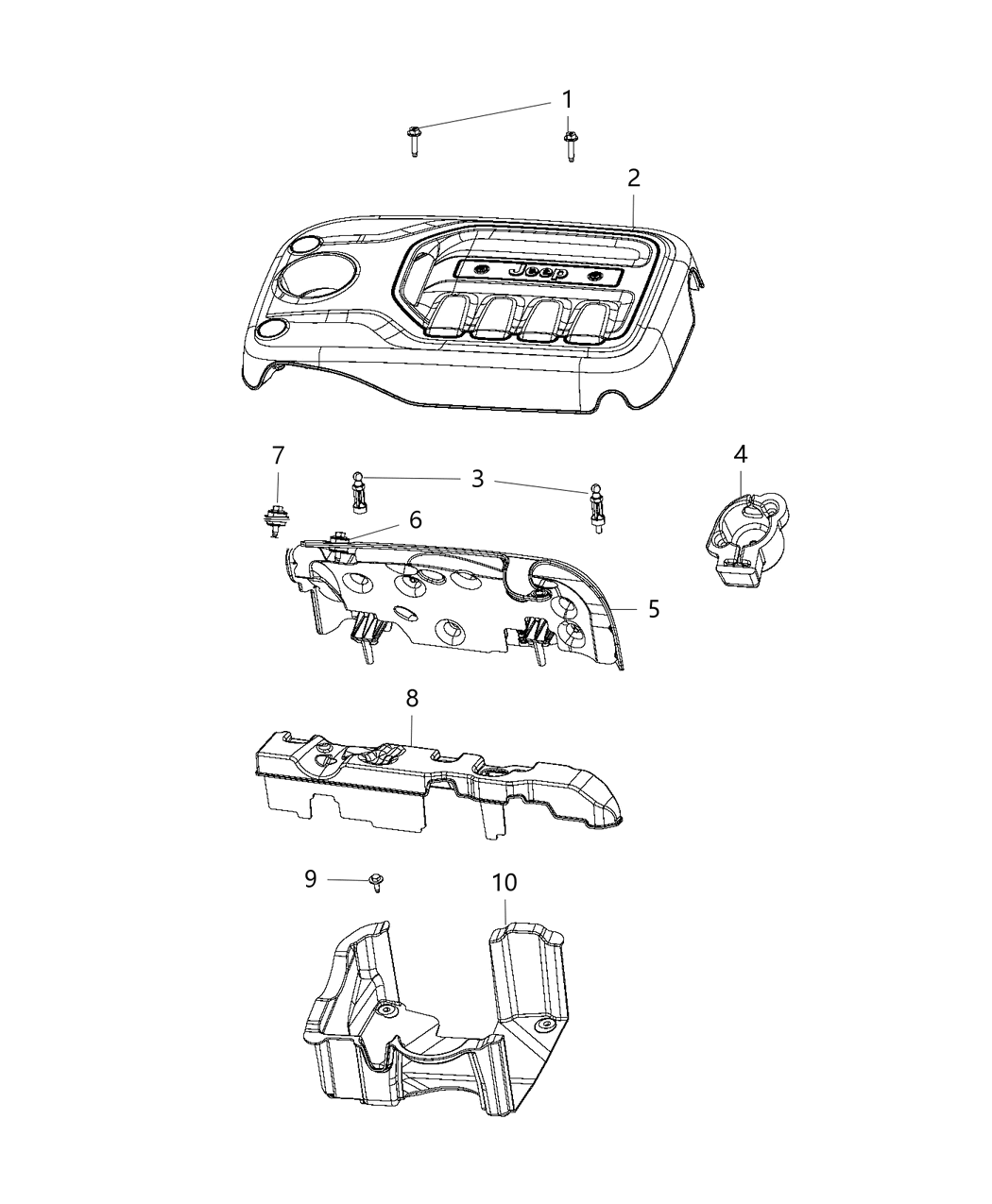 Mopar 4861992AB Cover Engine Includes Ball Stud Retainers, Grommets And Foam
