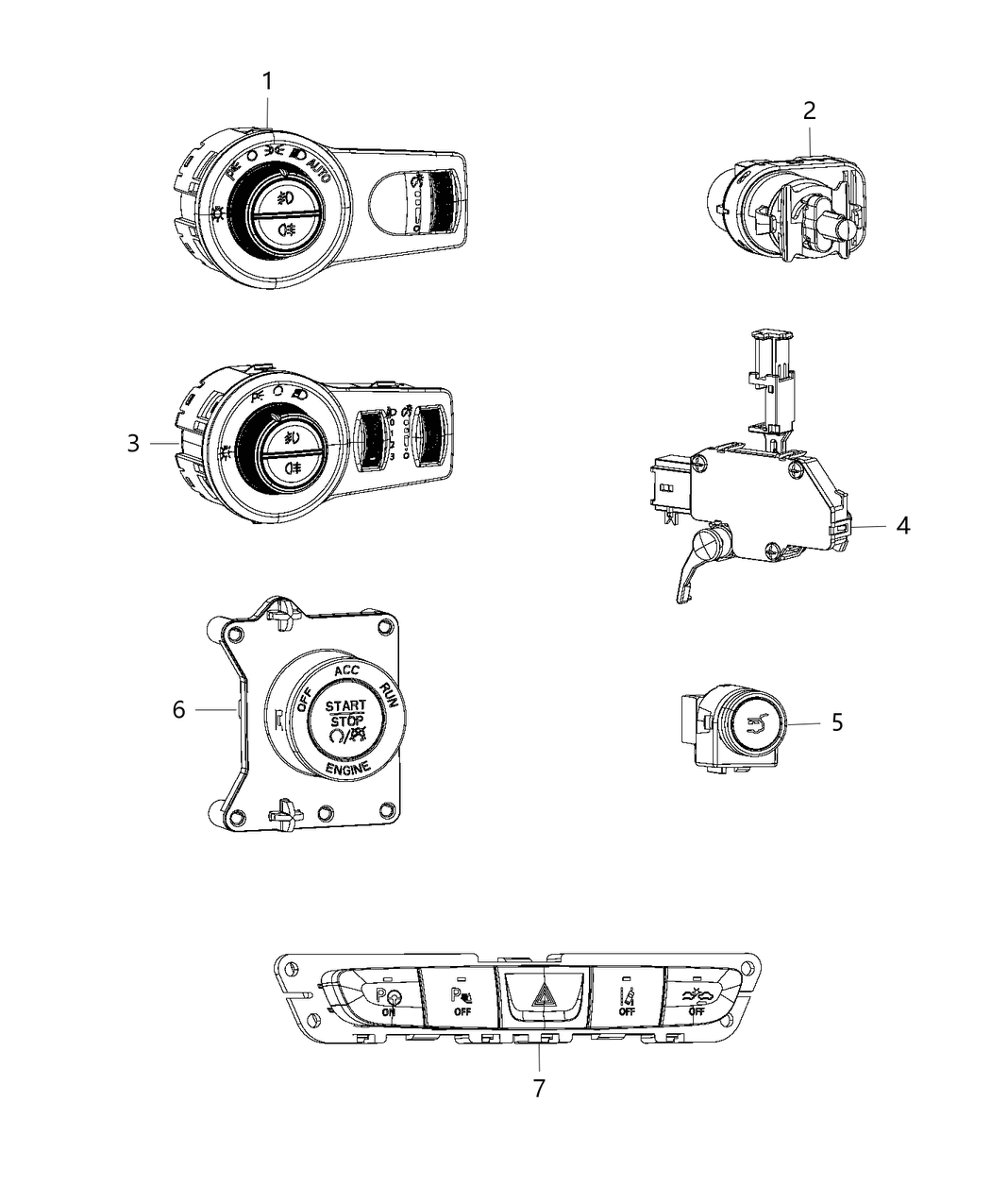 Mopar 5081323AA Switch Headlamp Leveling