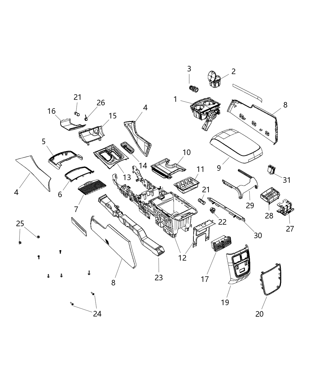 Mopar 6LC271KXAB Armrest Console