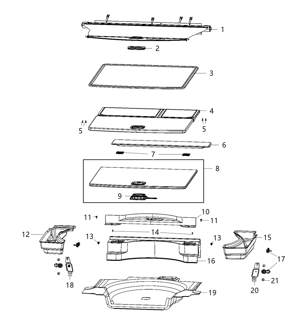 Mopar 6JZ04HL1AA Handle Kit Cargo Cover Kit with Handles, Bumpers & Screws