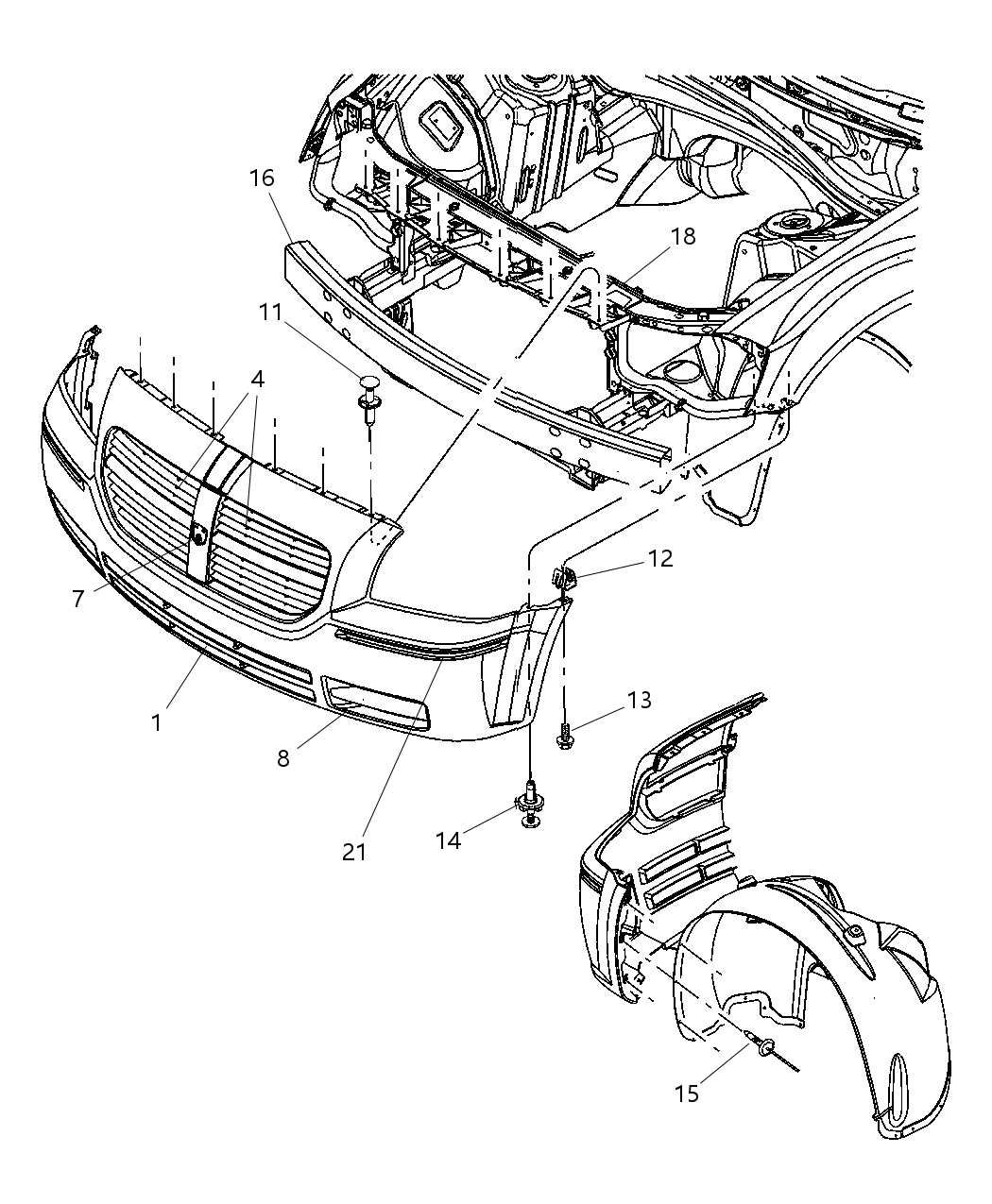 Mopar 4805844AA Crossmember Front Support Headlamp