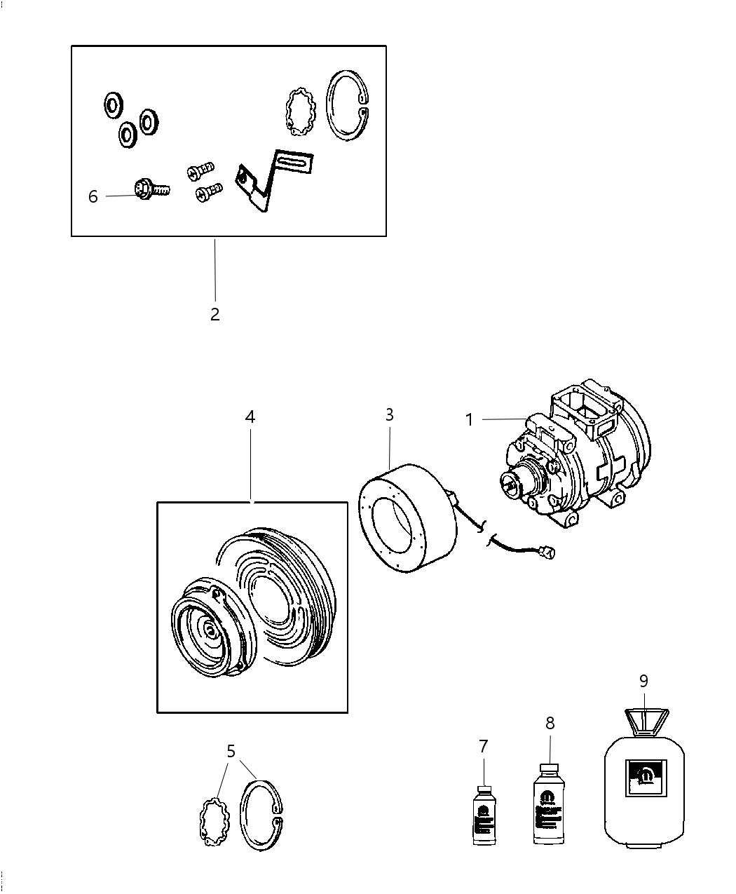 Mopar 2AMA4506AA Compressor A/C Complete