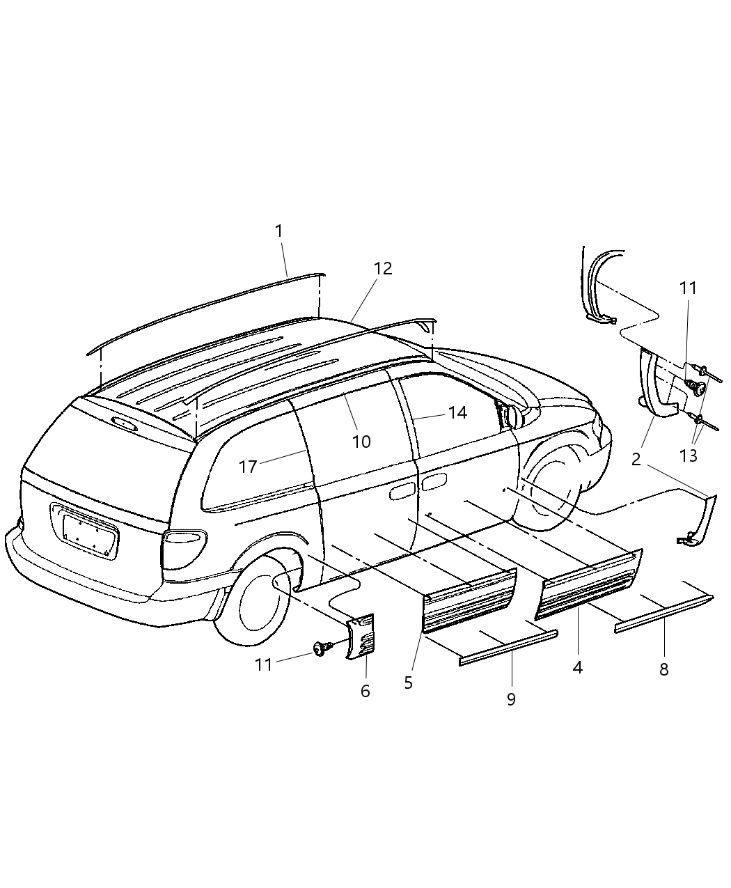 Mopar 4717770AC Molding Door Window Opening B Pillar
