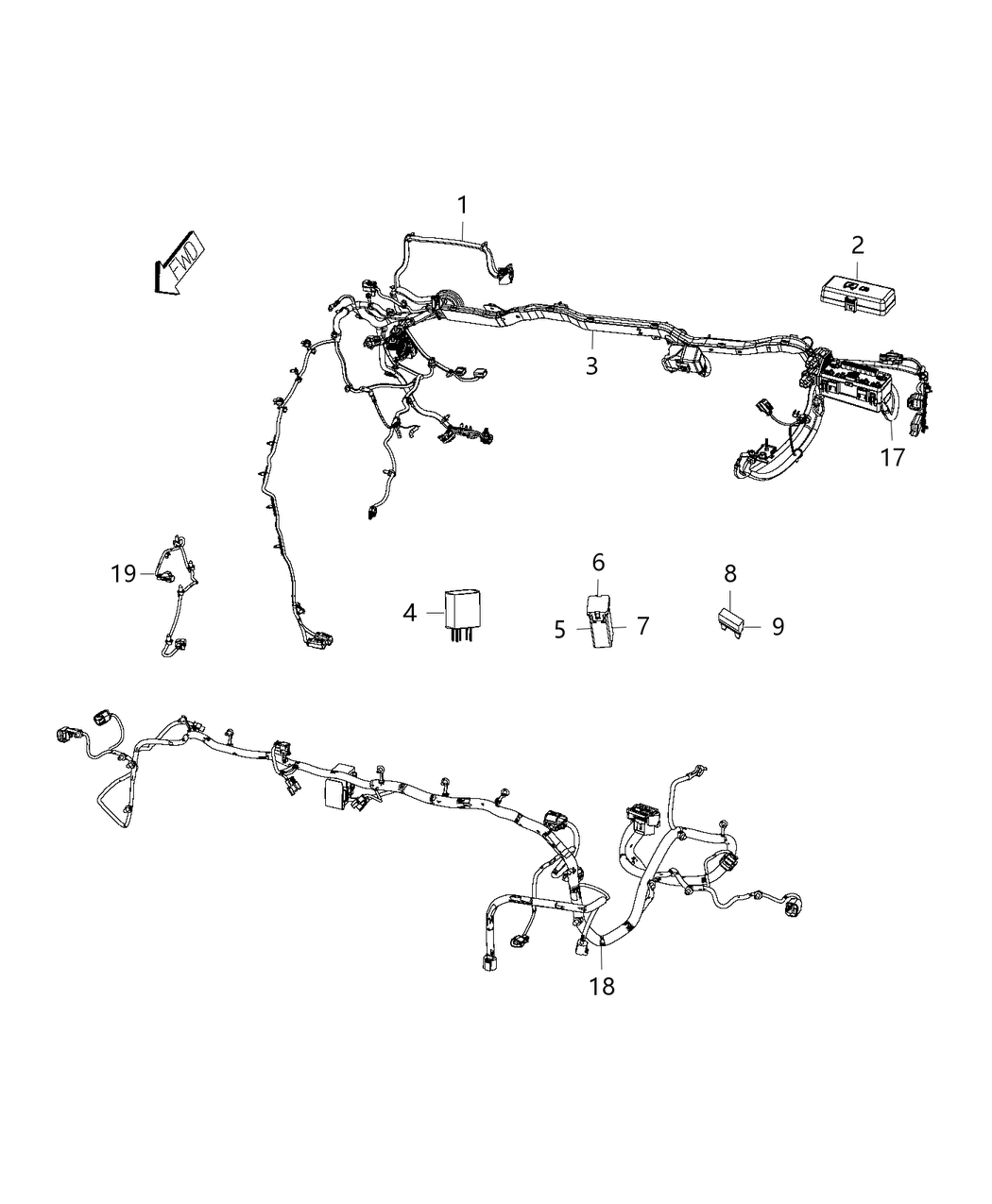 Mopar 52112149AB Wiring Dash Includes Auxiliary PDC