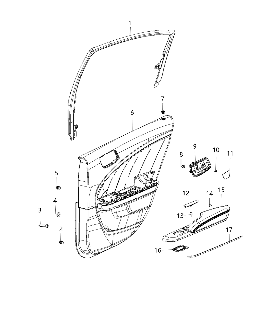 Mopar 6BV403X9AF Panel Assembly Rear Door Trim