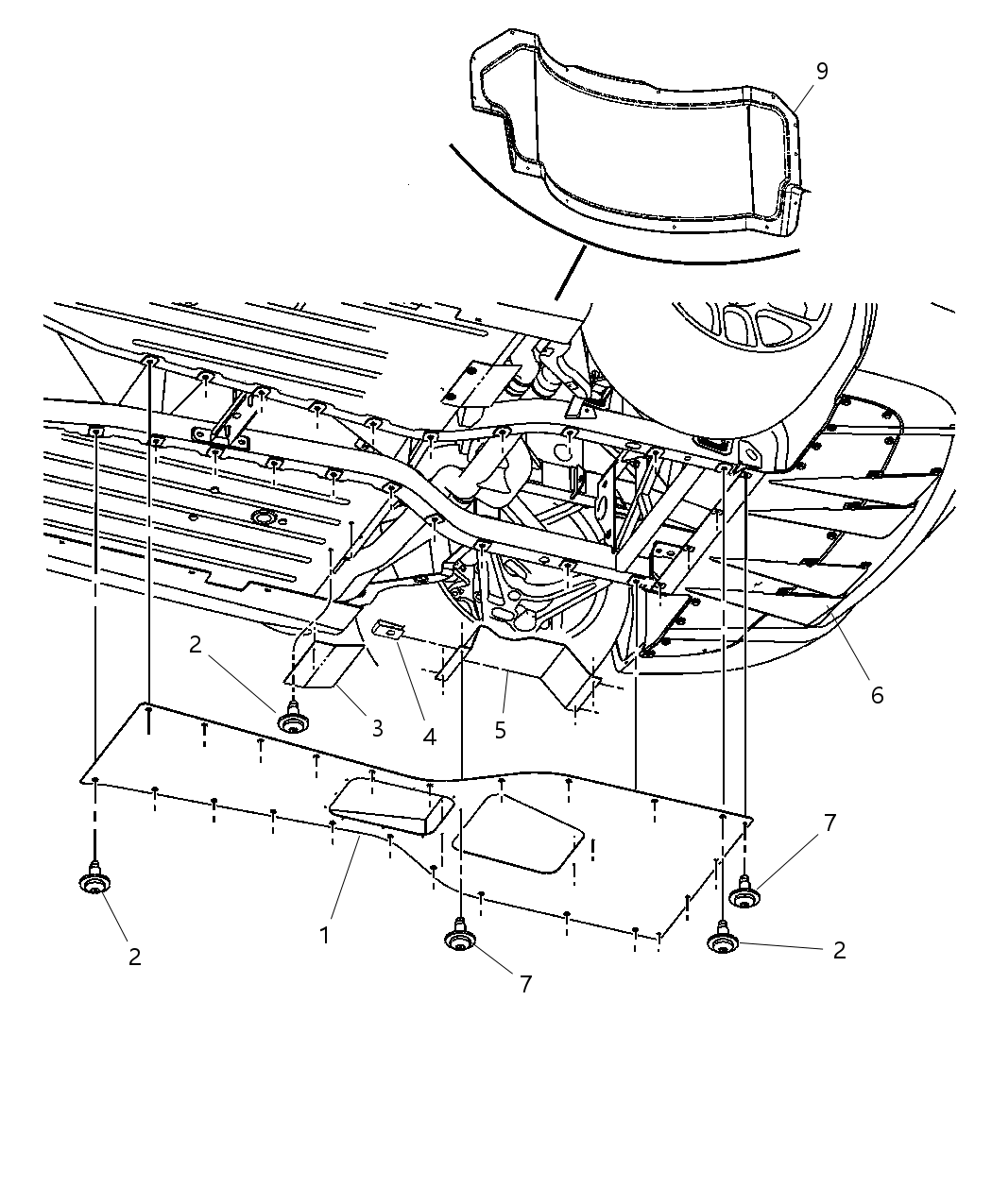 Mopar 5290078AD Belly Pan Rear