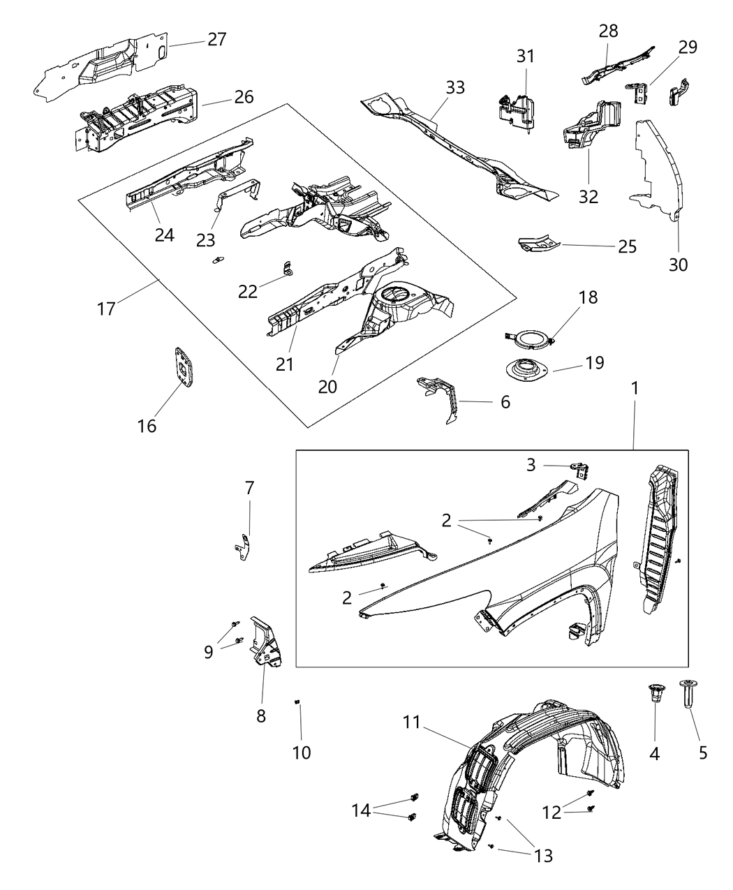 Mopar 68147290AB Bracket Fender Mounting Midpoint