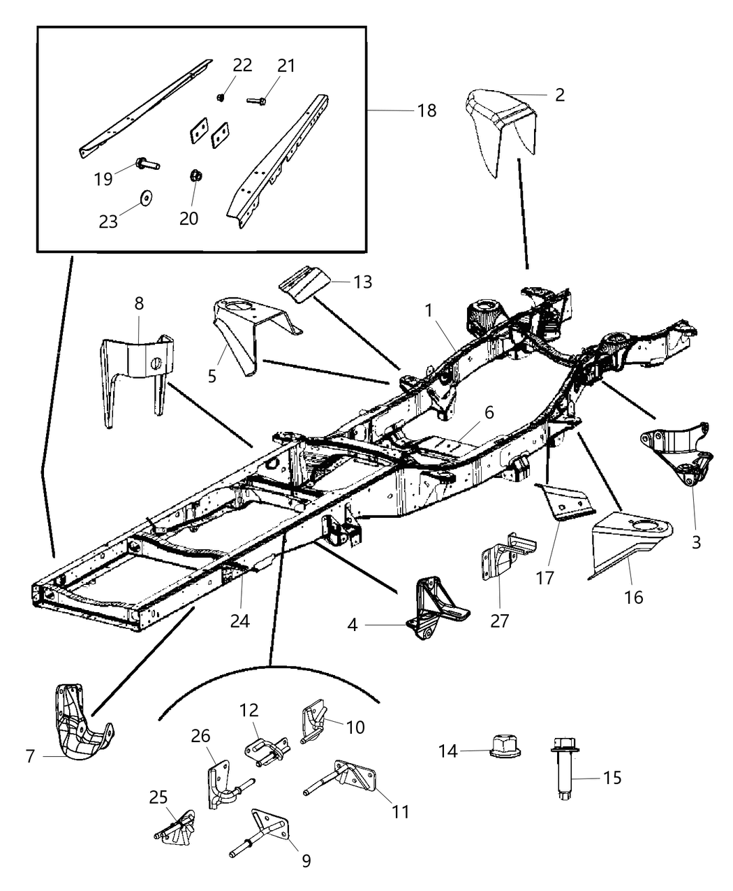 Mopar 68140985AA Reinforcement Kit, Rear Frame Rails