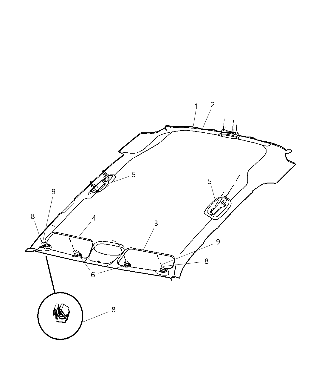 Mopar 1GL10DW1AA Headliner Without Sunroof [GWA]