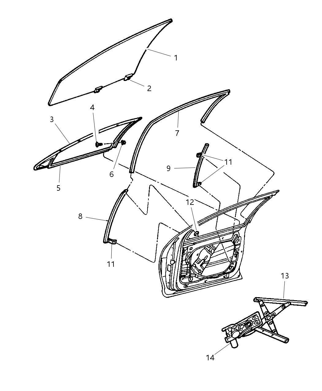 Mopar 4574092AR Regulator Front Door Window