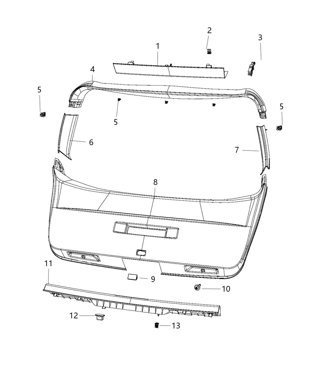 Mopar 1DE55DW1AB Panel Rear Header
