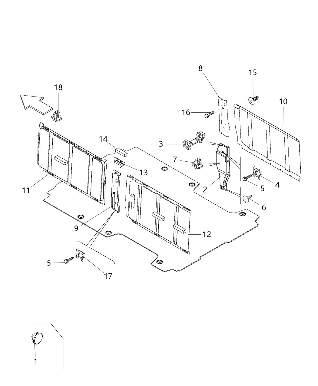 Mopar 5RN87LXEAA Panel Cargo Compartment Left Front