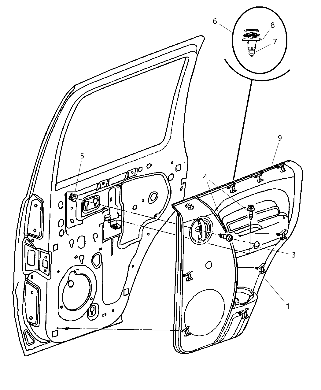 Mopar 5GF211D2AS Panel Rear Door Trim Includes Door Handle