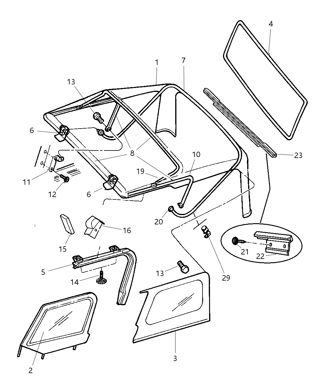 Mopar 55176444AB Strap Retaining [#2 Bow To #3 Bow Connection Strap]
