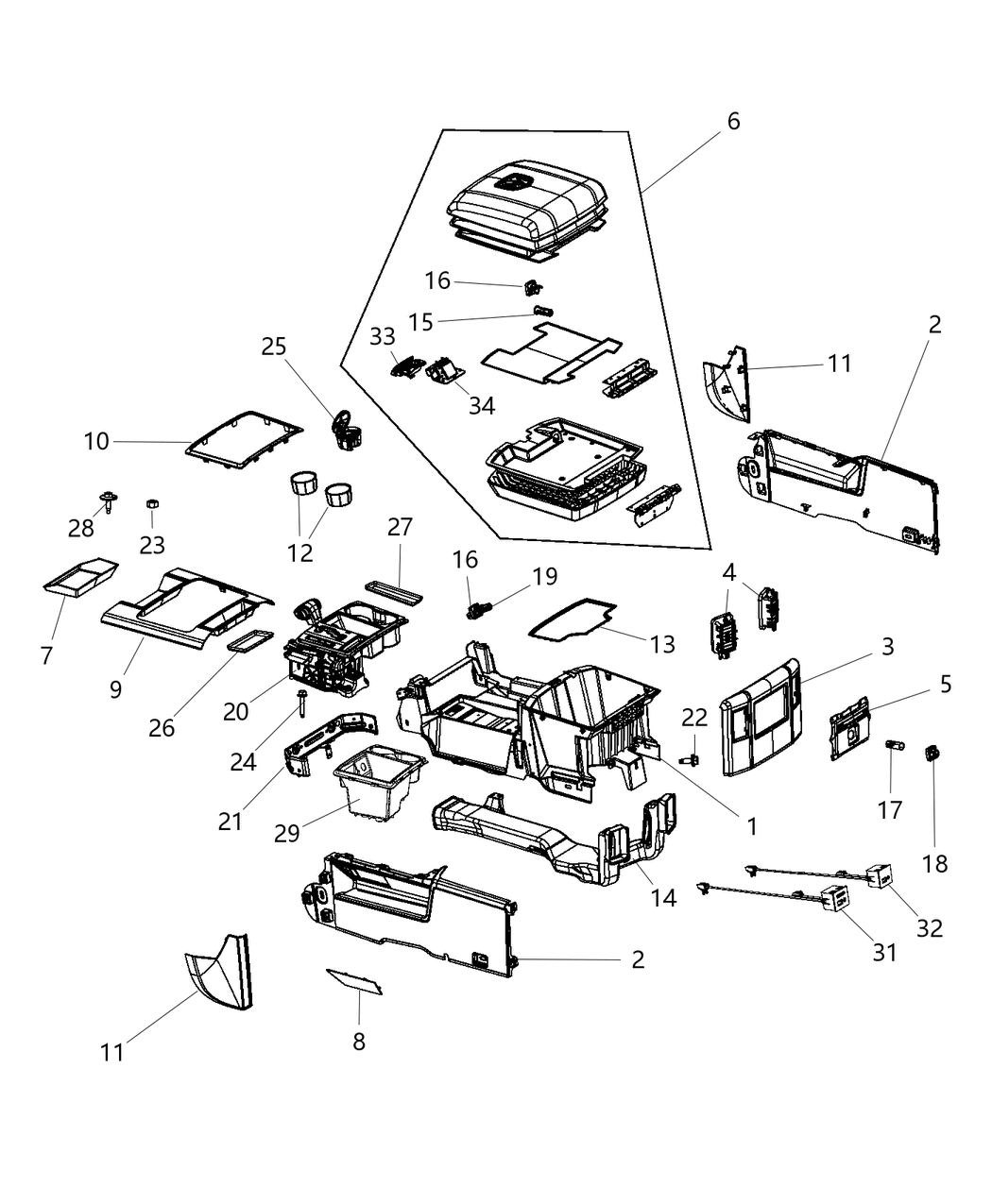 Mopar 68230227AA Latch Armrest Lid Upper