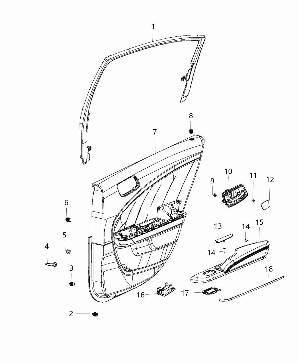 Mopar 5PF061X9AH Panel Assembly Rear Door Trim