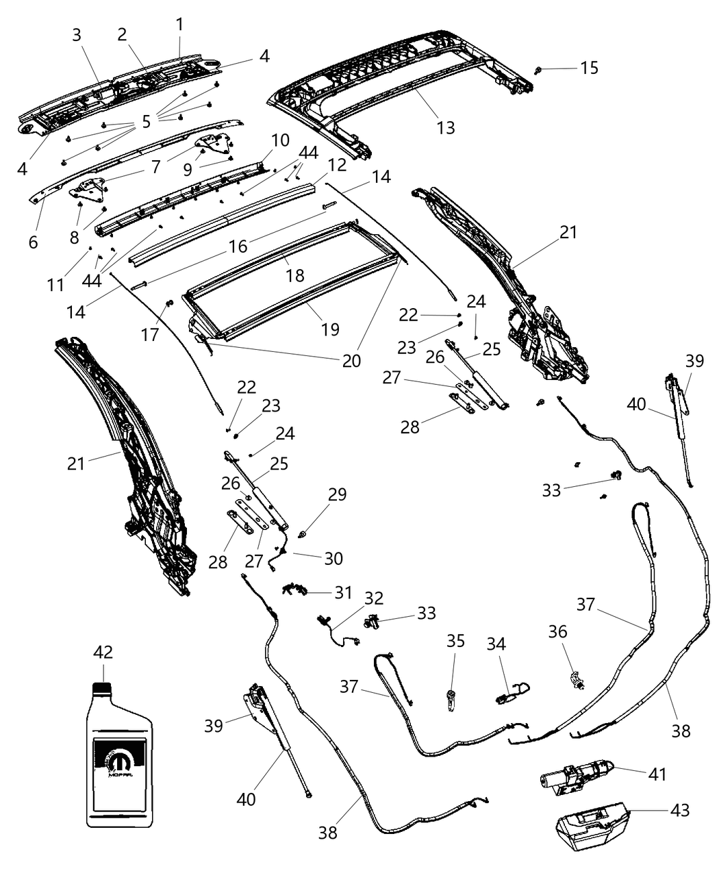 Mopar 4389918AB Guide Decklid Bar