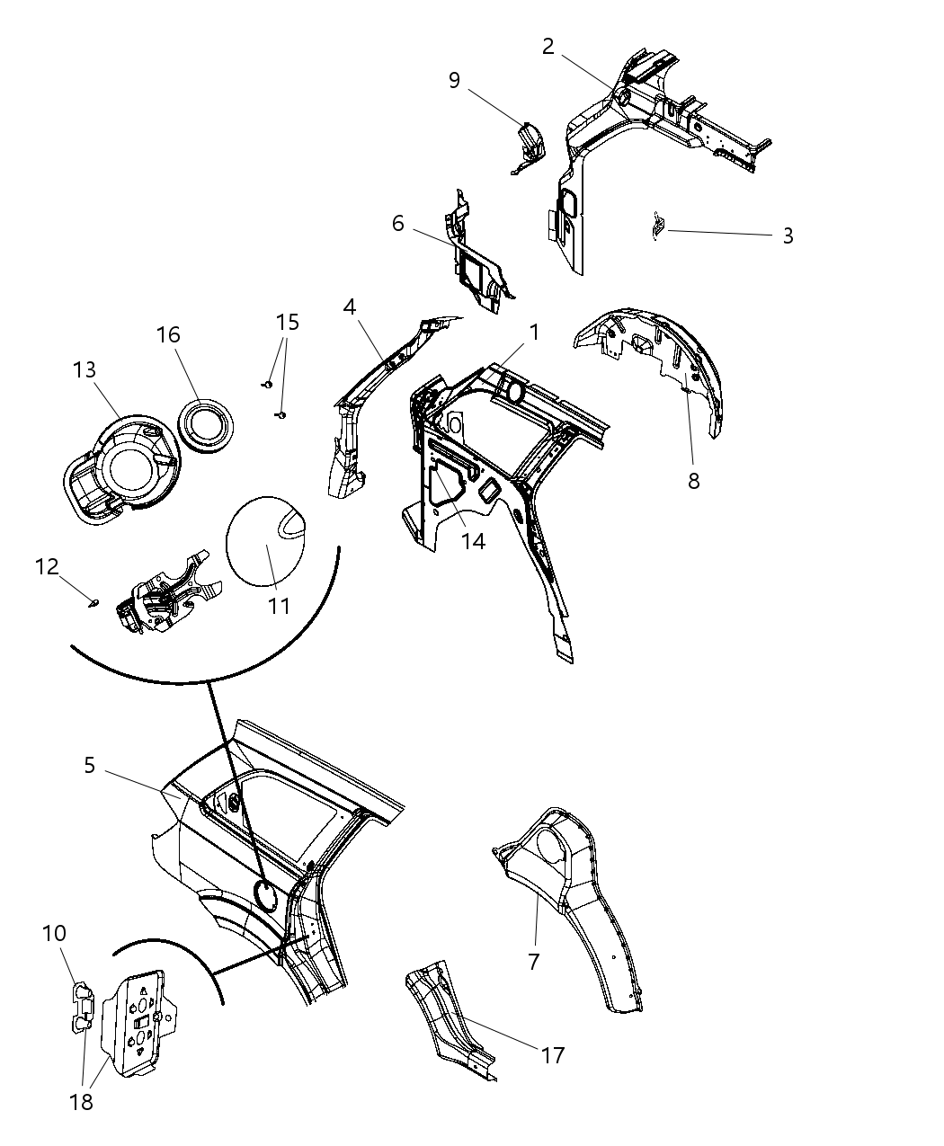 Mopar 5067907AD Panel Wheelhouse Inner