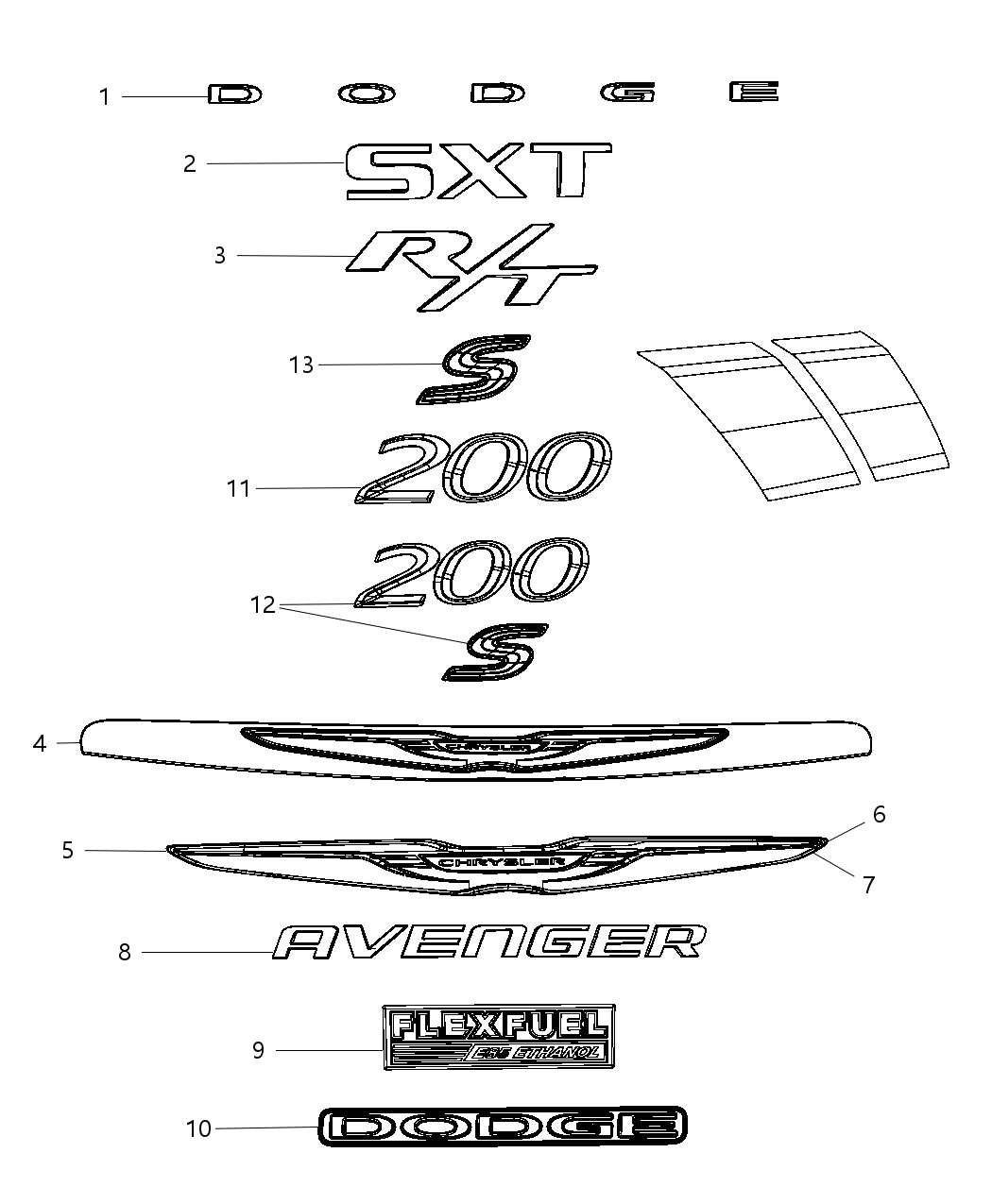 Mopar 68085550AA Emblem Chrysler Wing