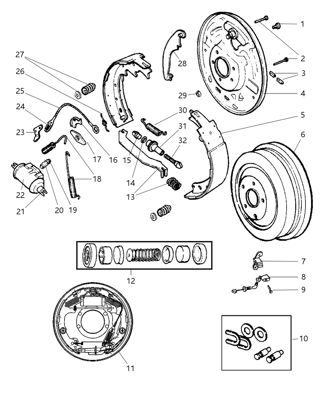 Mopar BHKH2626 Shoe And Lining Kit Drum, Rear