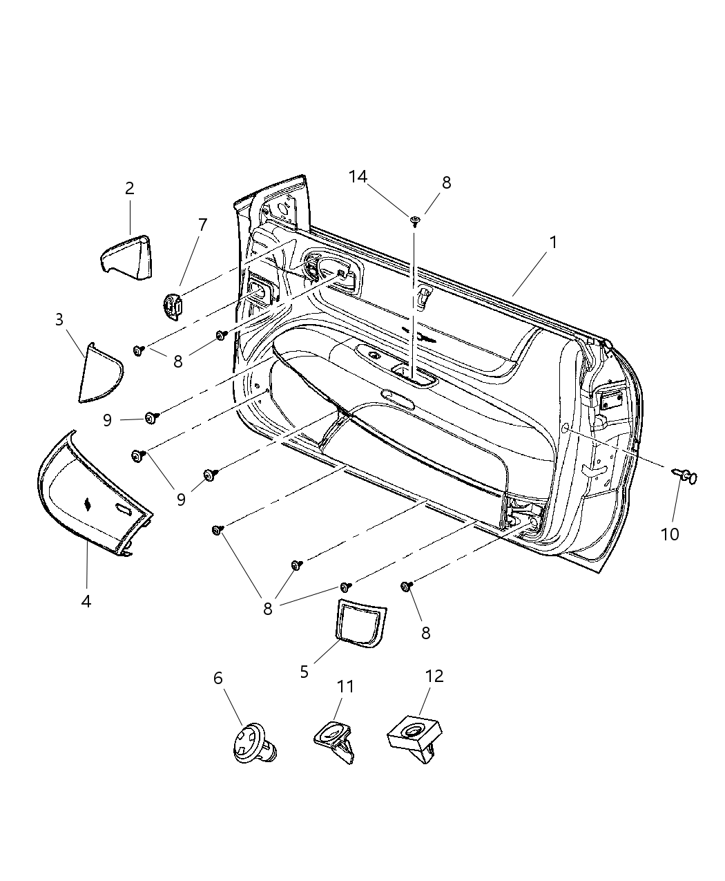Mopar RU221T5AI Panel Door Trim Front