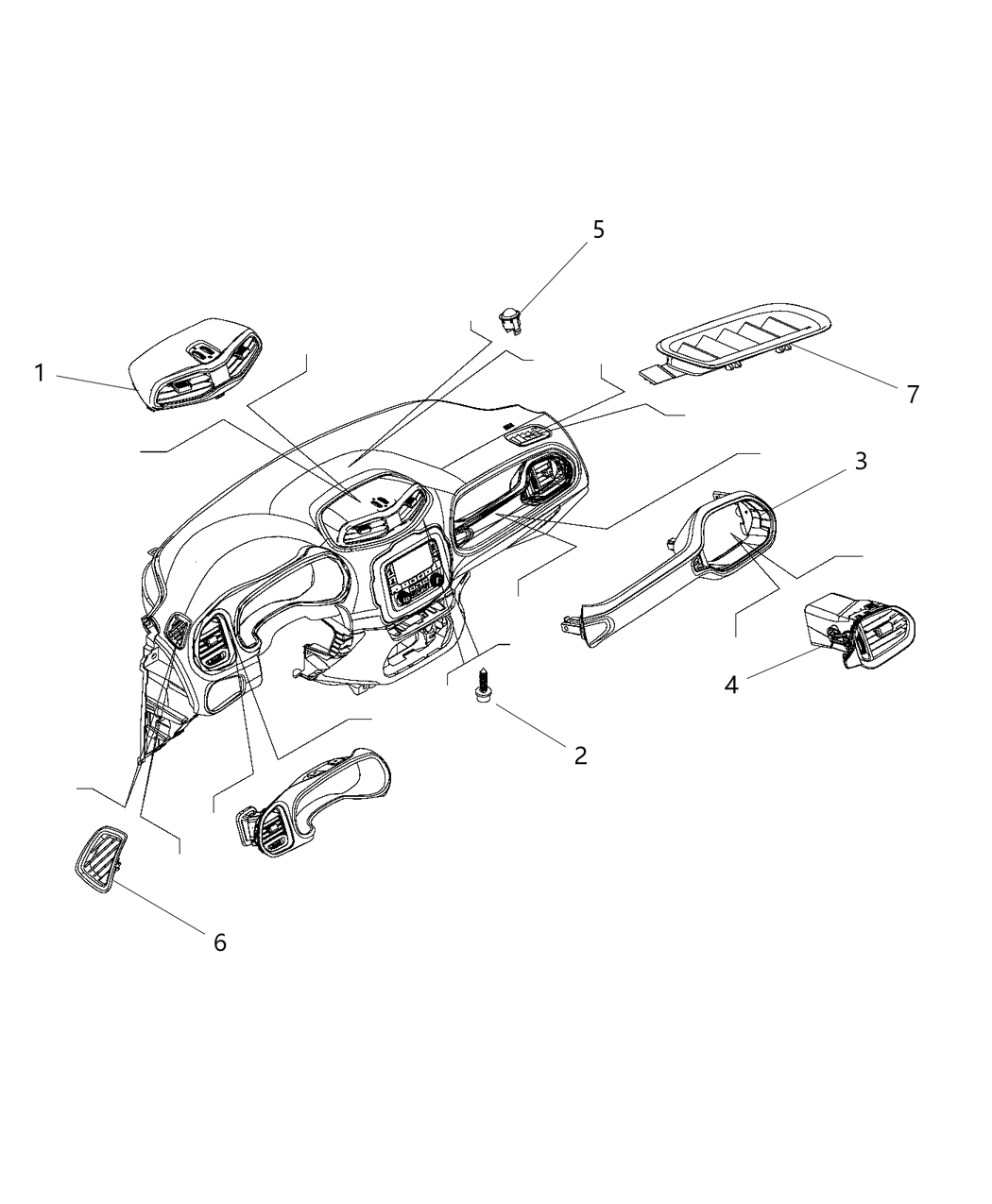 Mopar 5UV82U3BAA Outlet A/C & Heater Passenger