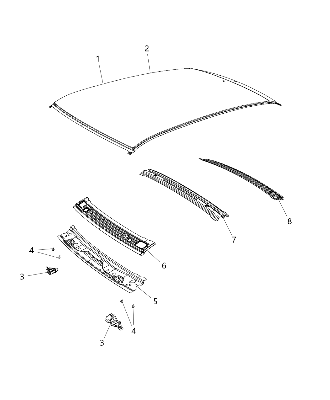 Mopar 5112800AH Header Roof Rear