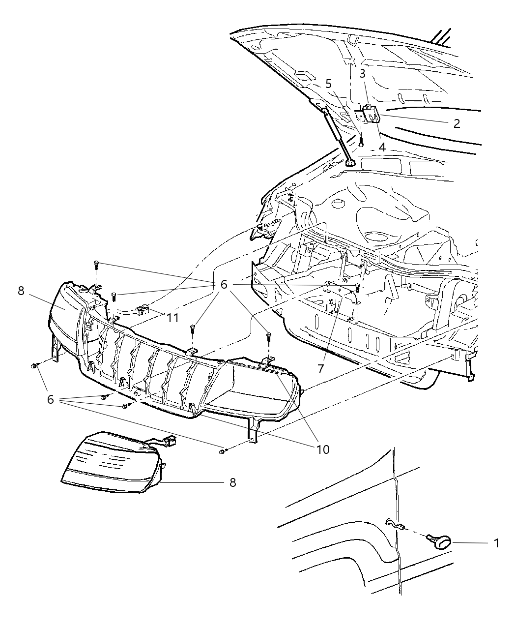 Mopar 55136788AA Plate Headlamp Mounting
