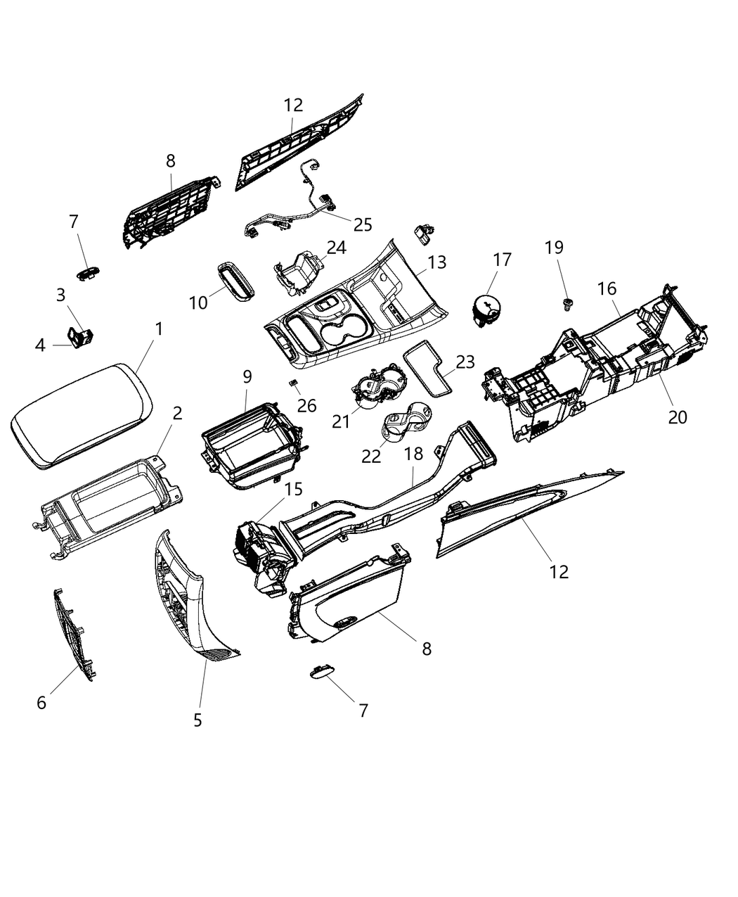 Mopar 68214622AA Wiring Console Rear Harness