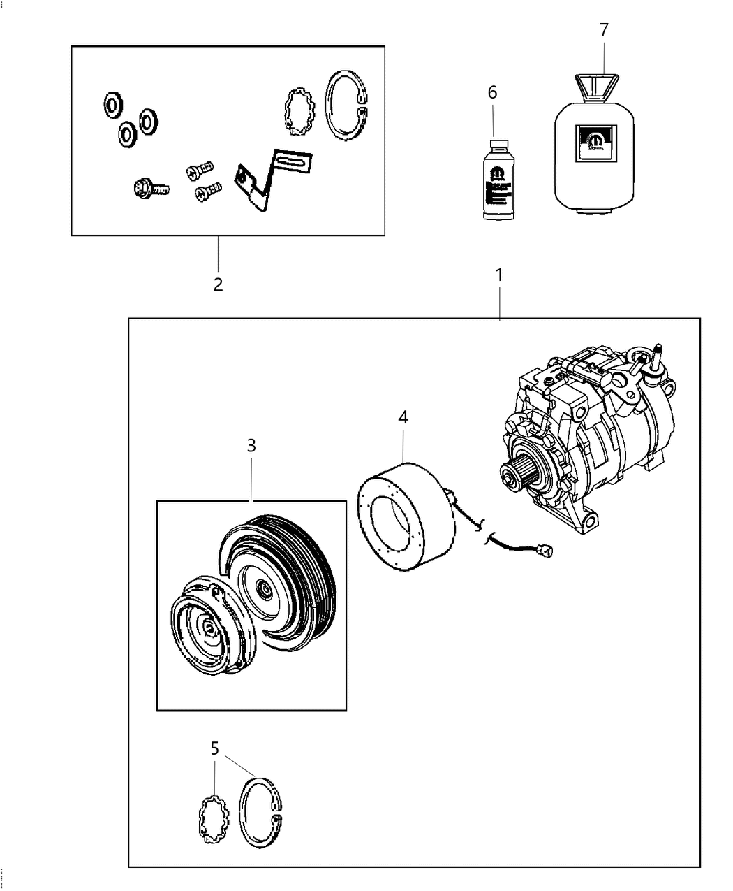 Mopar 68340016AA Compressor A/C Complete
