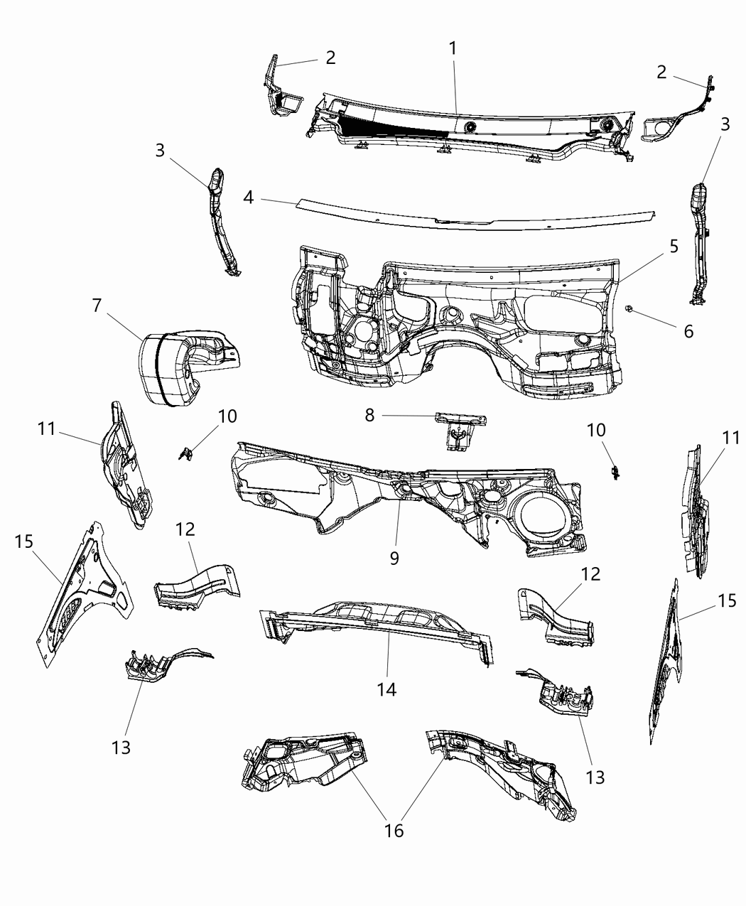 Mopar 55112907AA Panel Cowl Top