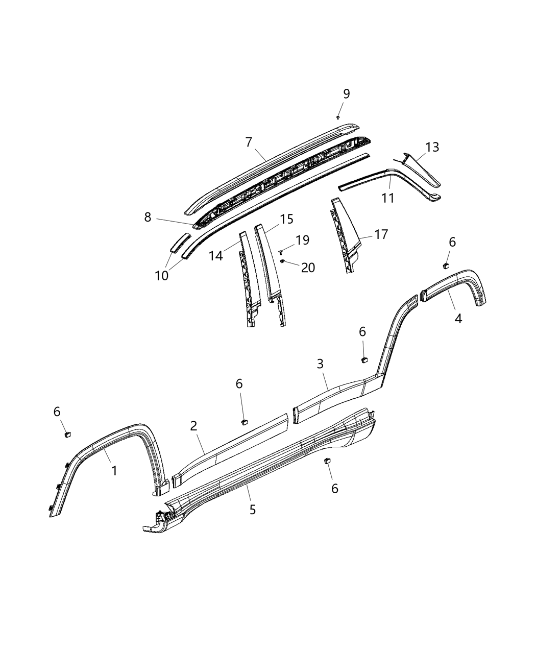 Mopar 6107317AA Stud Weld Quarter Outside Molding To Body