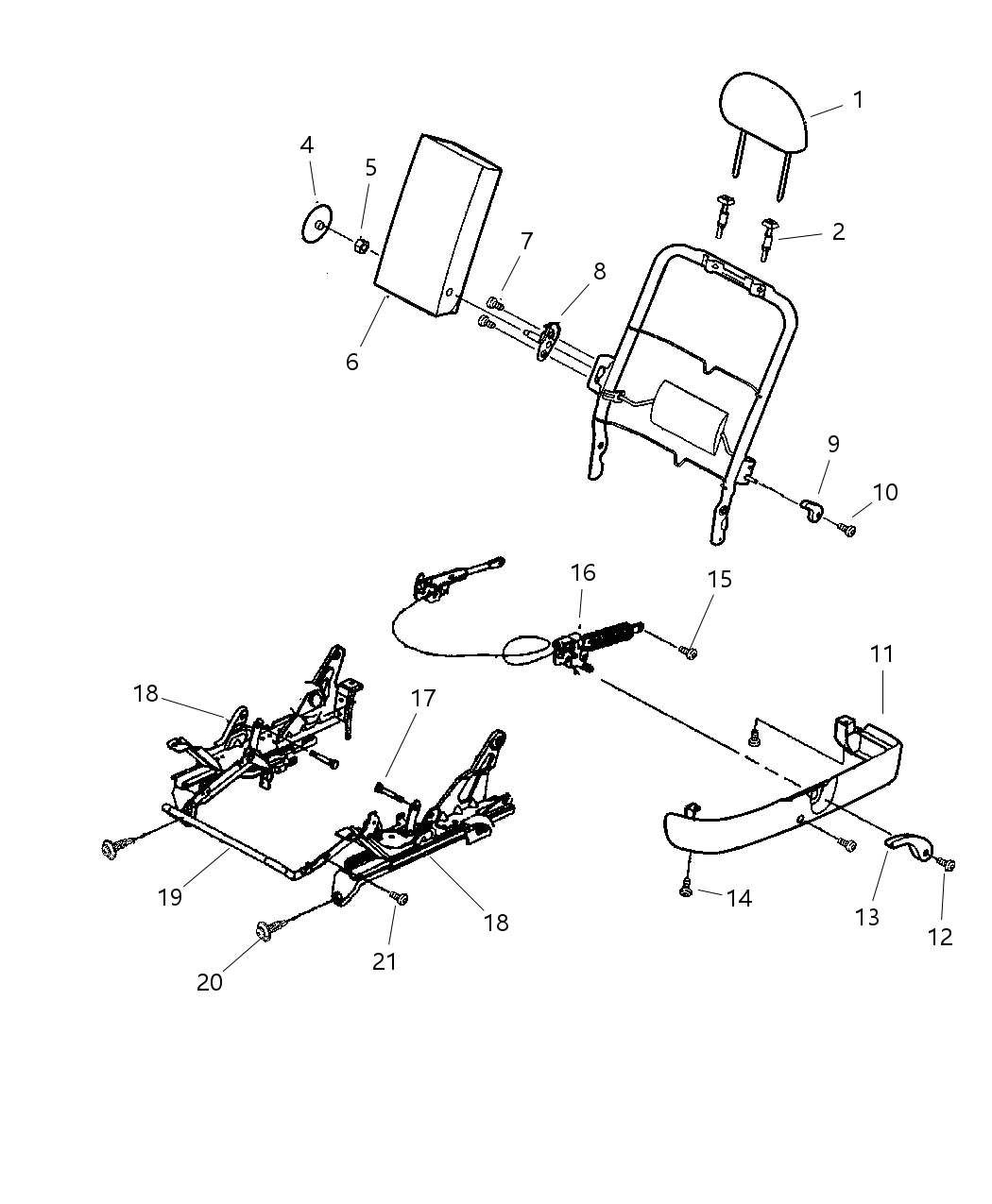 Mopar 5019619AA Bolt Front Seat Recliner Manual Adjuster (M6-1.00)
